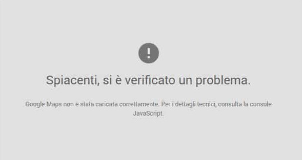 Pagina di errore Google Maps